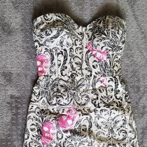 Rachel Roy Pink Skull Brocade Dress